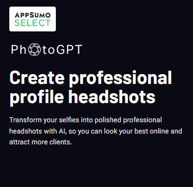 PhotoGPT ad: Create professional profile headshots.