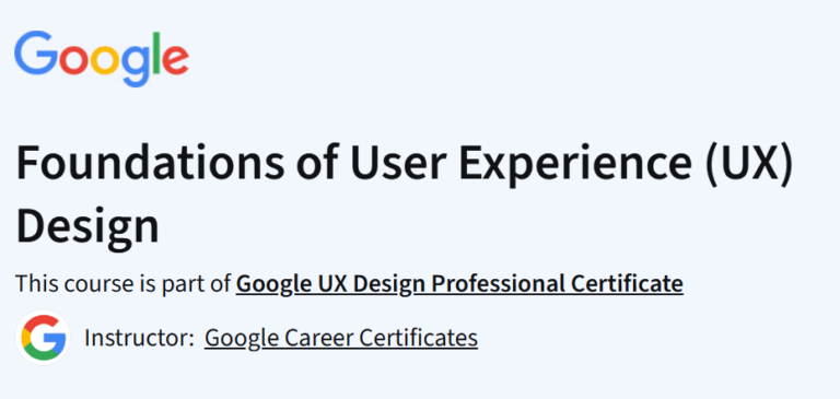 Google's Foundations of User Experience (UX) Design course logo on Coursera.