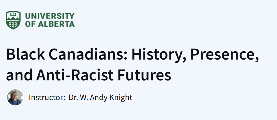University of Alberta's "Black Canadians" Coursera course image.